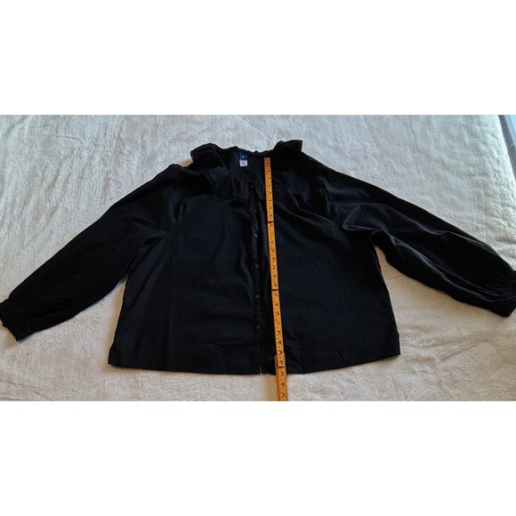 Old Navy Ruffle Button Down Shirt Sz XL Black - Picture 7 of 10